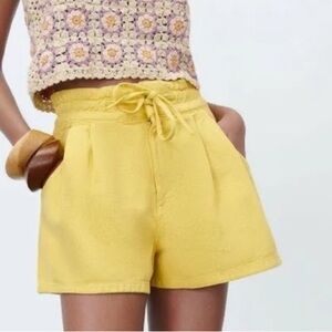 ZARA HIGH WAIST YELLOW SHORTS